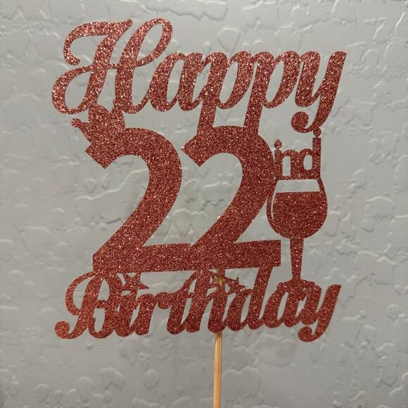 Happy 22nd Birthday in Glittery Rose Gold 6”x5.5” - Picture 1 of 2
